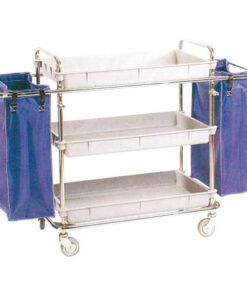 Carro 3 Bandejas + 2 Bolsa 147x56x106Cm Inox