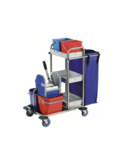Carro Limpieza 3 Bandejas + 1 Bolsa + Prensa 95x53x106Cm